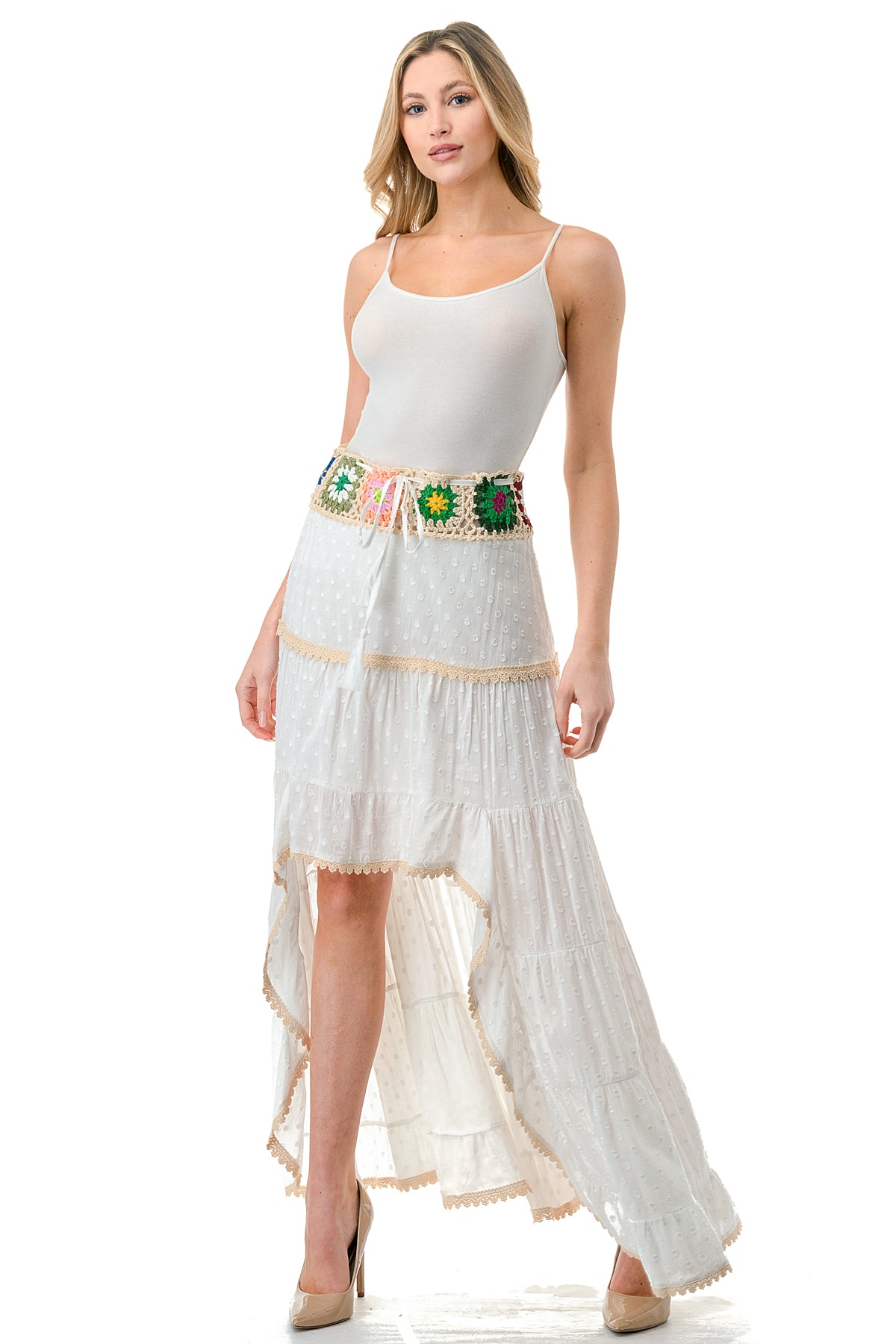 High low outlet ivory skirt