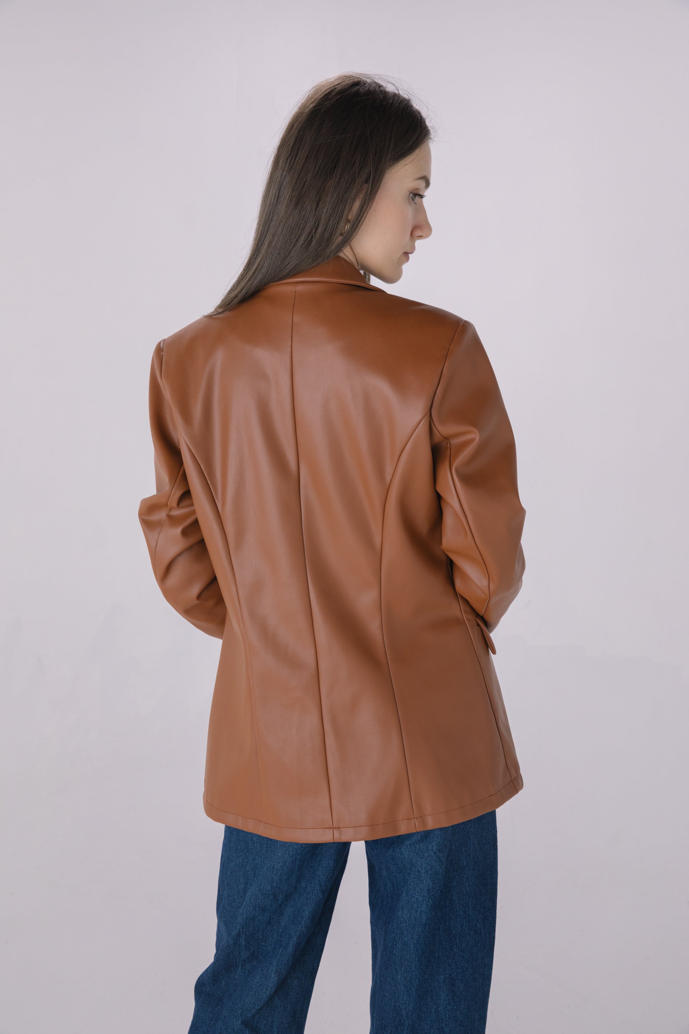 Faux hot sale leather blazer