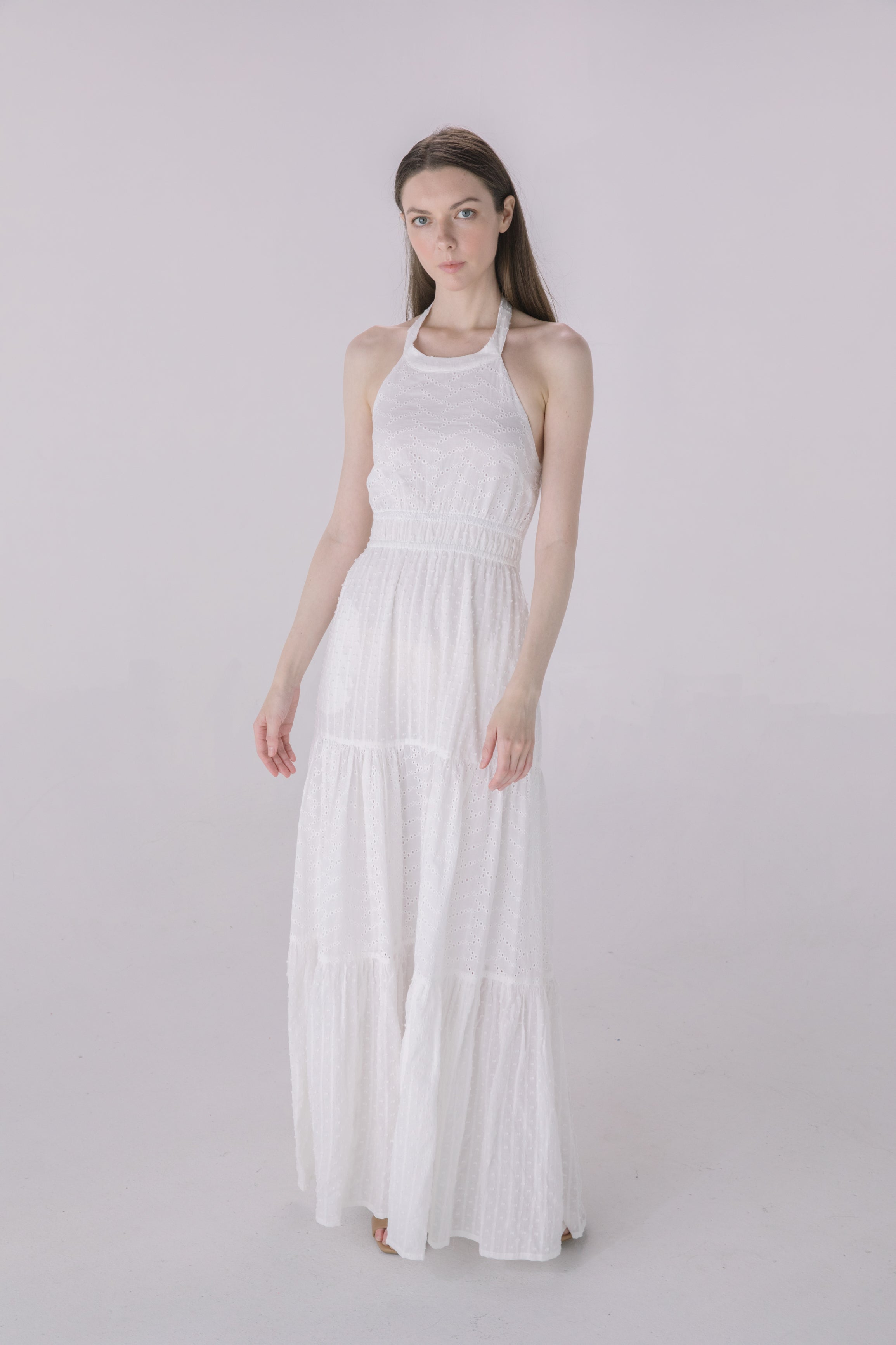 Eyelet halter clearance dress