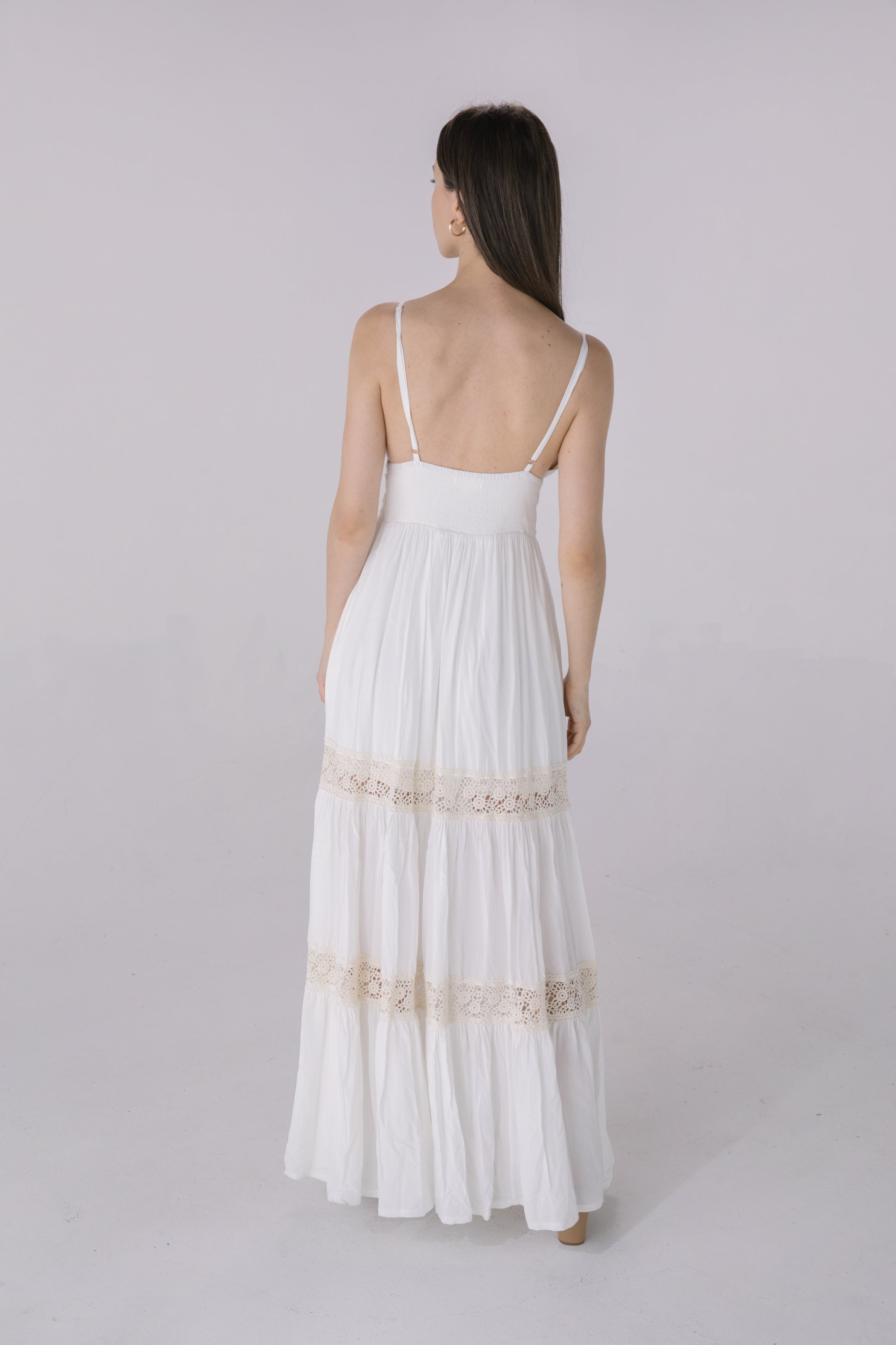 White Embroidered Halter Dress