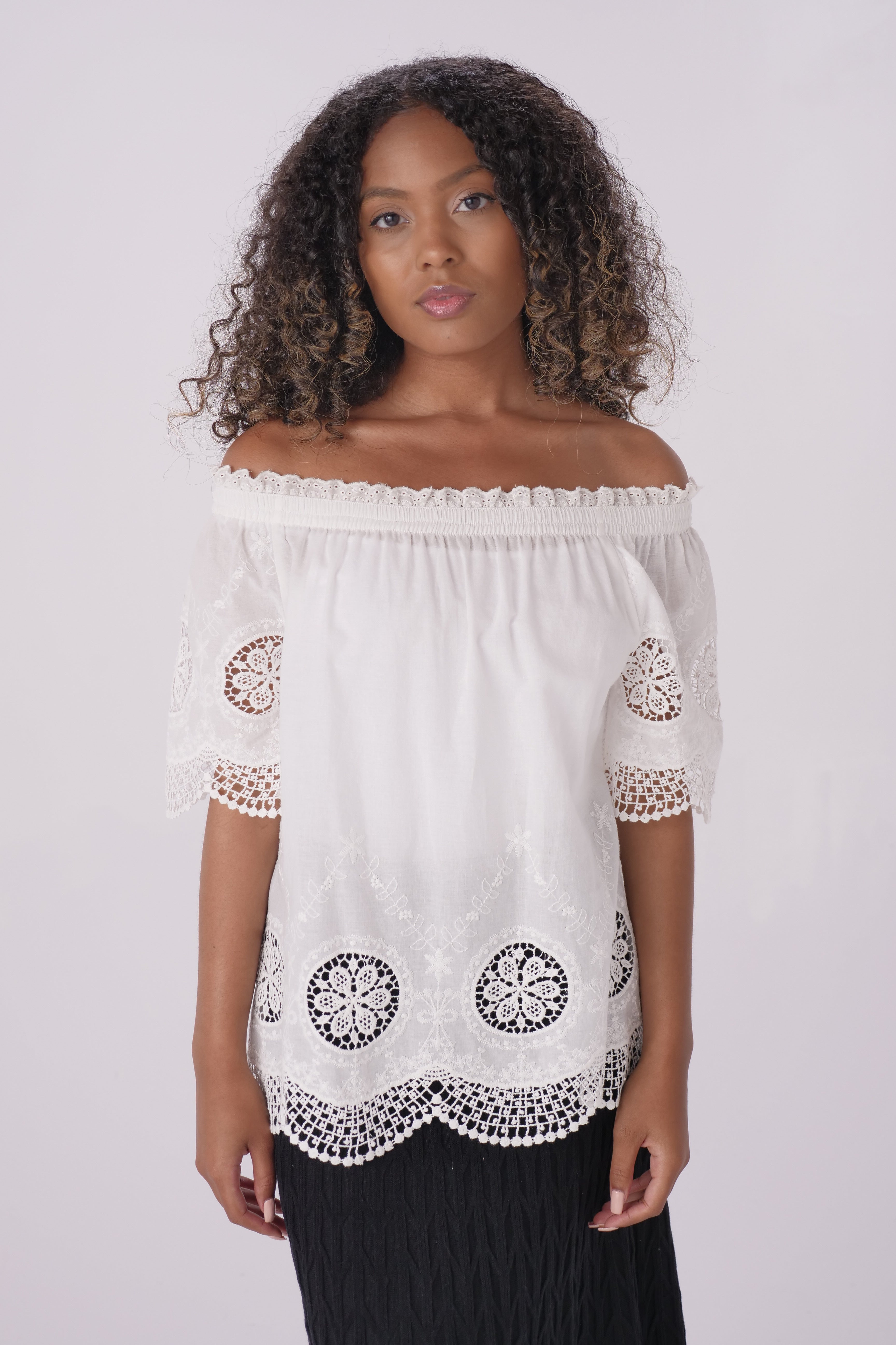 Ivory best sale crochet top