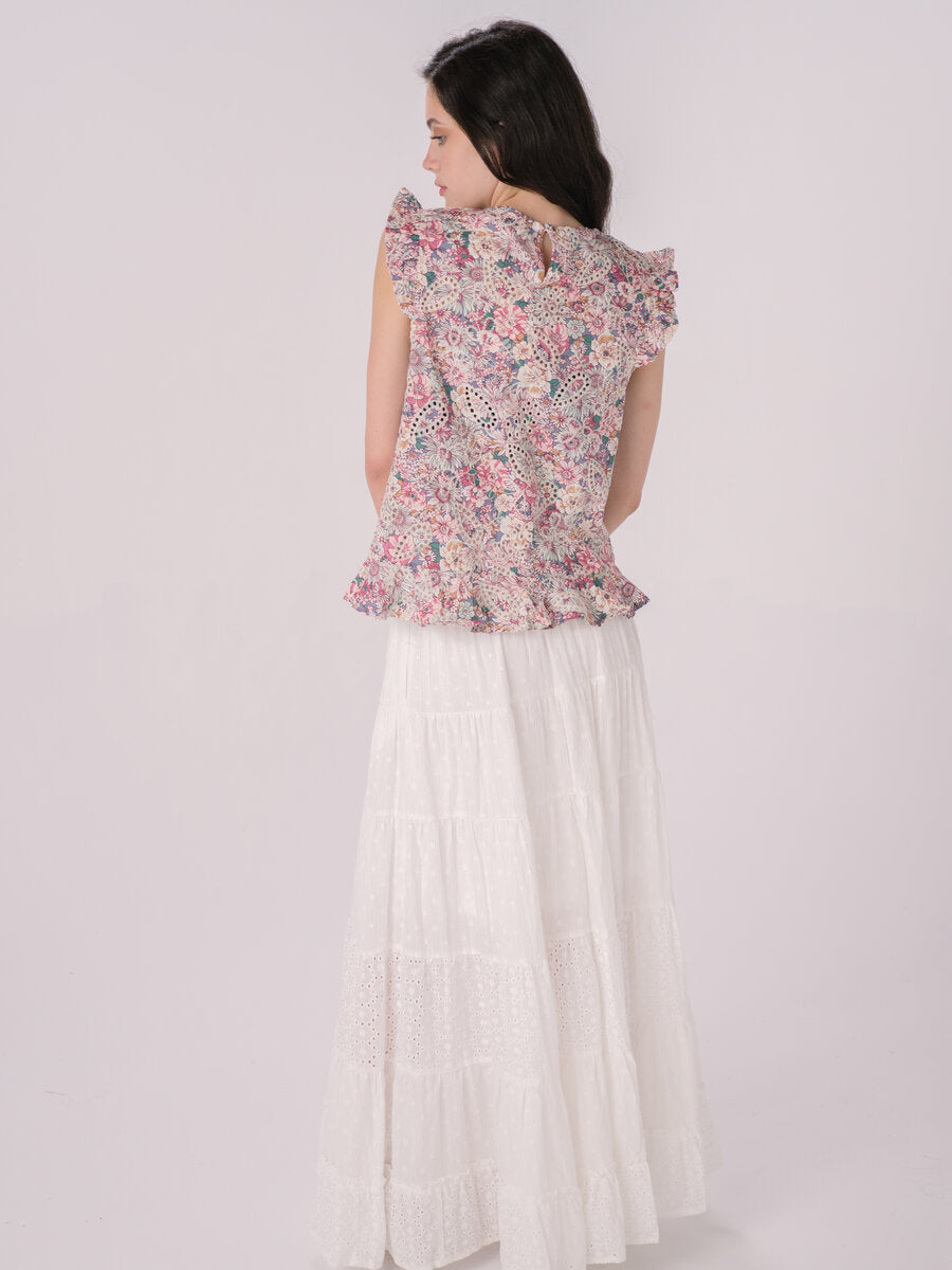 White embroidered maxi clearance skirt